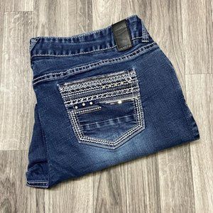 VANITY Premium Collection Mid Rise Cuffed Capri Blue Denim Jeans Women's Size 33